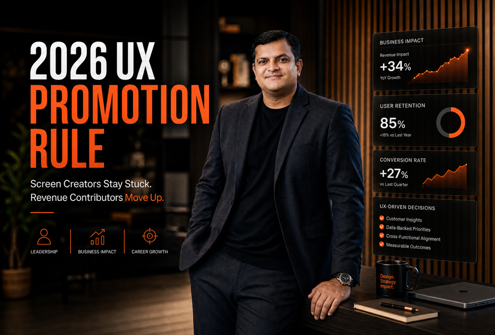 2026 UX Promotion Rule: Screen Creators Stay Stuck. Revenue Contributors Move Up.